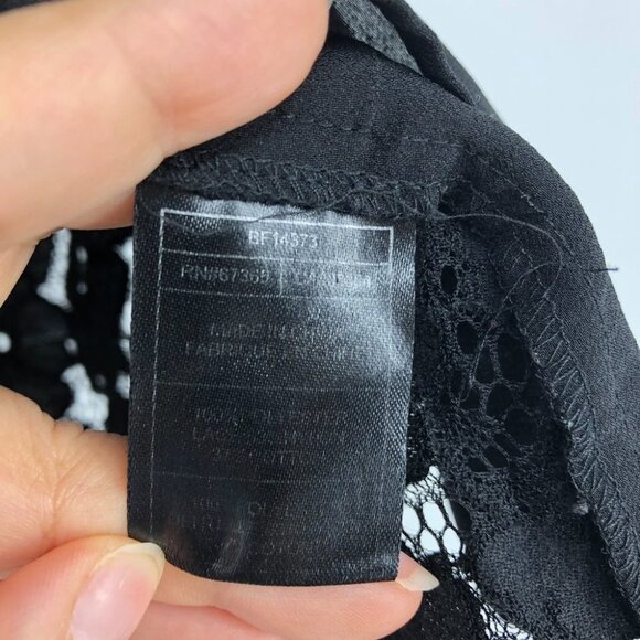 BB Dakota black short sleeve t-shirt cropped floral lace sheer back size M - Picture 6 of 8